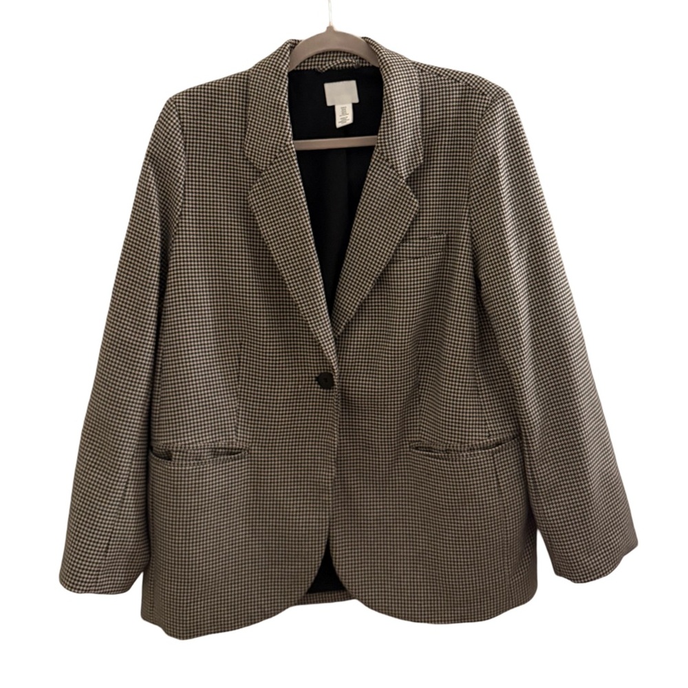 Classic Black and White Houndstooth Blazer skirt set